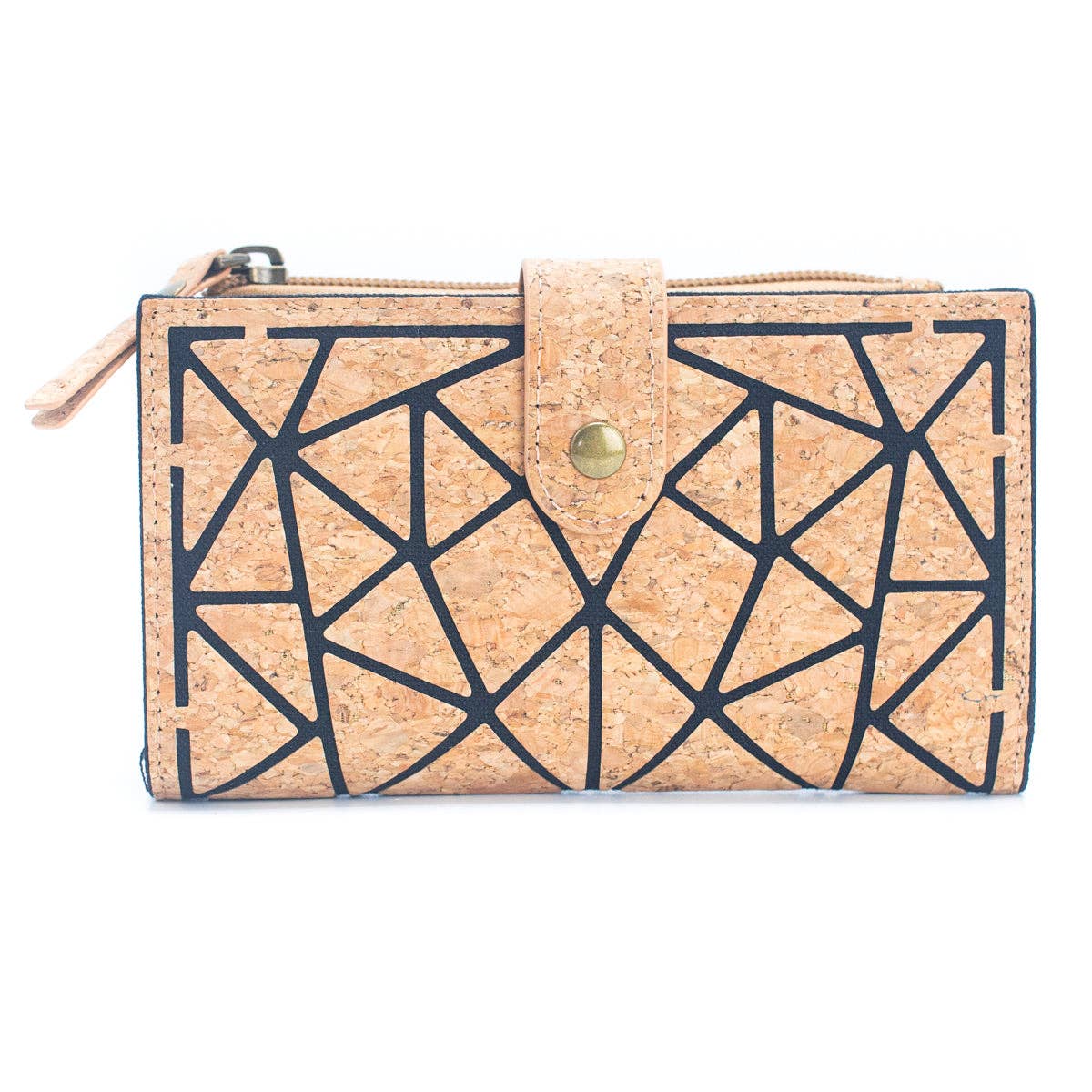 Geometric shape all cork material Ladies Buckle Card Holder Wallet Purse BAG-2244