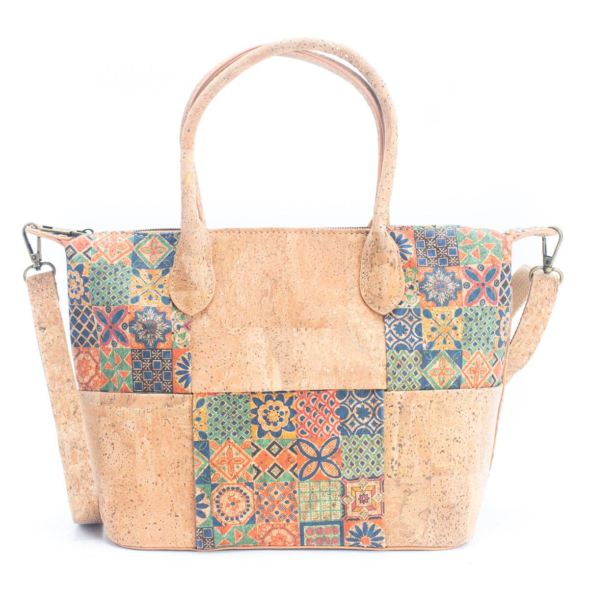Natural Cork Women's summer Patchwork Tote Bag BAGF-028