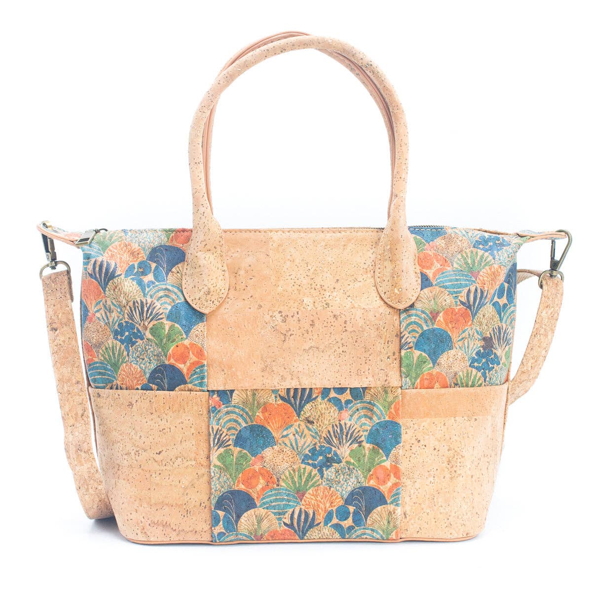 Natural Cork Women's summer Patchwork Tote Bag BAGF-028