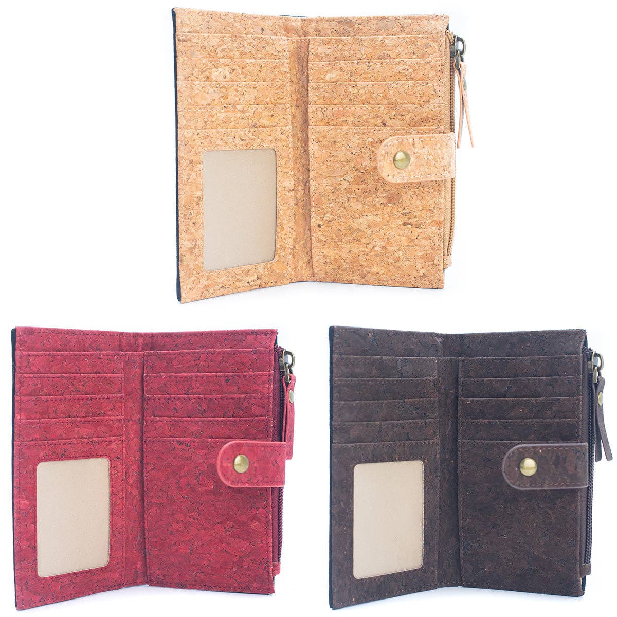Geometric shape all cork material Ladies Buckle Card Holder Wallet Purse BAG-2244