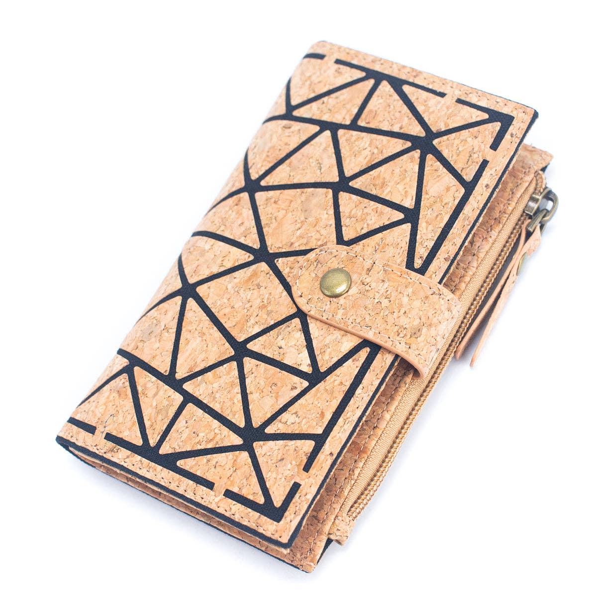 Geometric shape all cork material Ladies Buckle Card Holder Wallet Purse BAG-2244