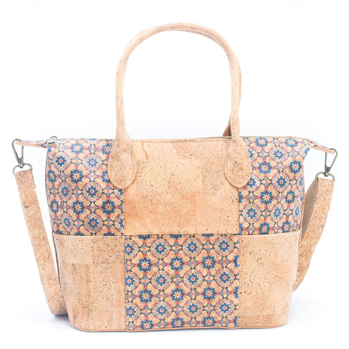 Natural Cork Women's summer Patchwork Tote Bag BAGF-028