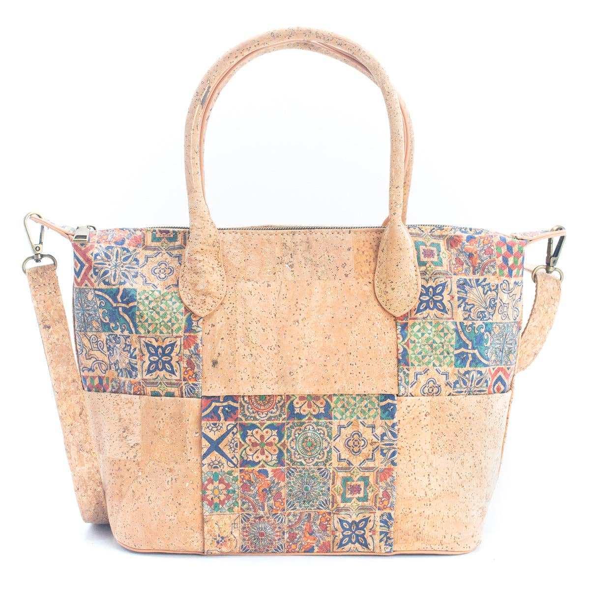 Natural Cork Women's summer Patchwork Tote Bag BAGF-028