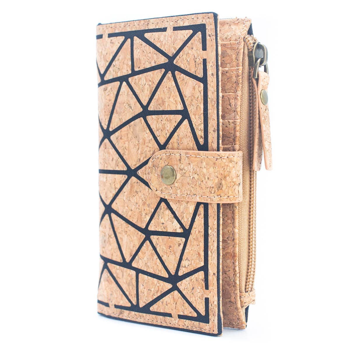 Geometric shape all cork material Ladies Buckle Card Holder Wallet Purse BAG-2244