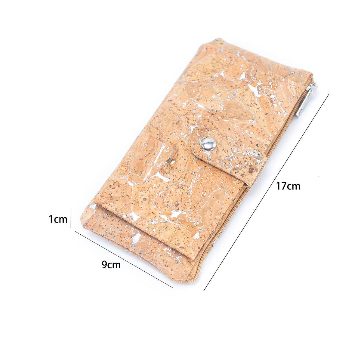 Gold and silver cork Slim card snap long wallet BAG-2234