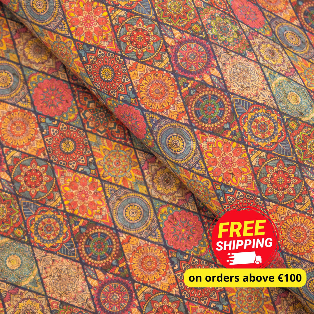 Natural Printed Cork Fabric Textile Sheet COF-304