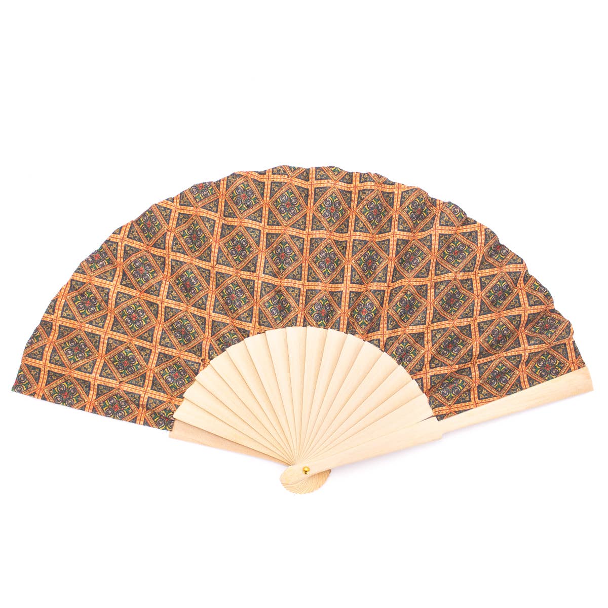 Cork Antique Wooden Folding Hand Fan L-029