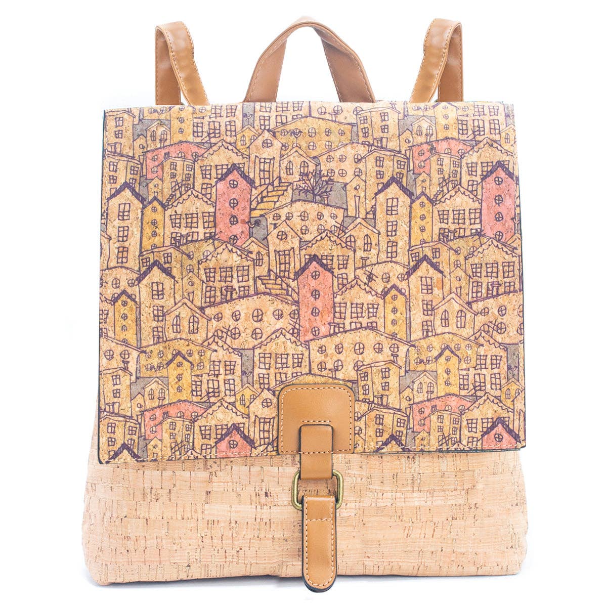 Natural Cork printed pattern women's backpack BAGD-367