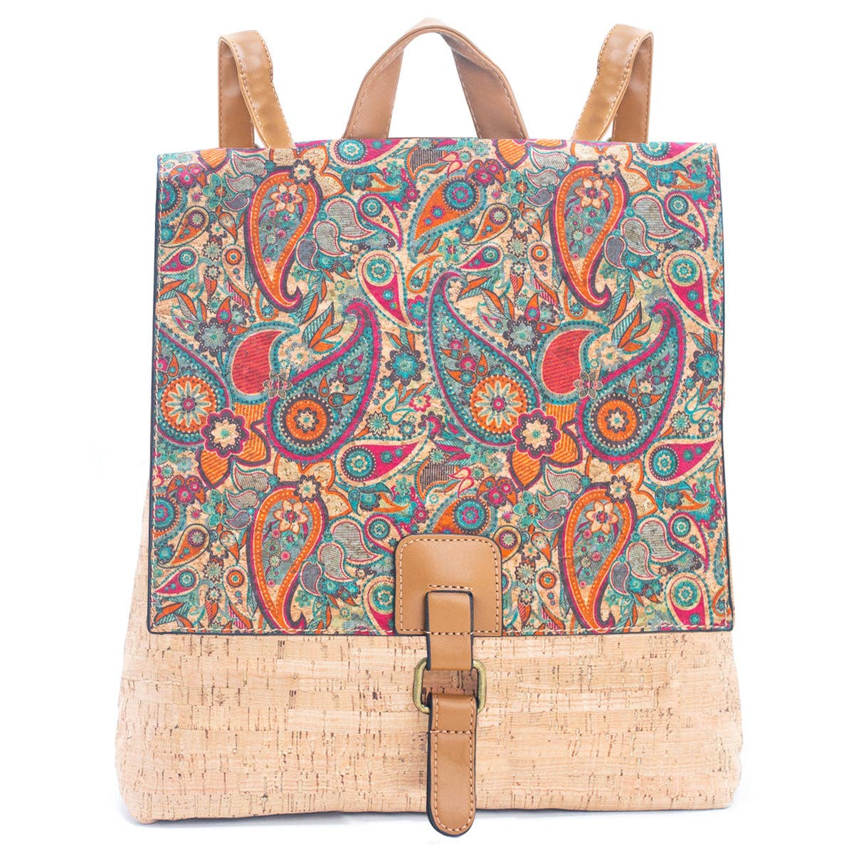 Natural Cork printed pattern women's backpack BAGD-367