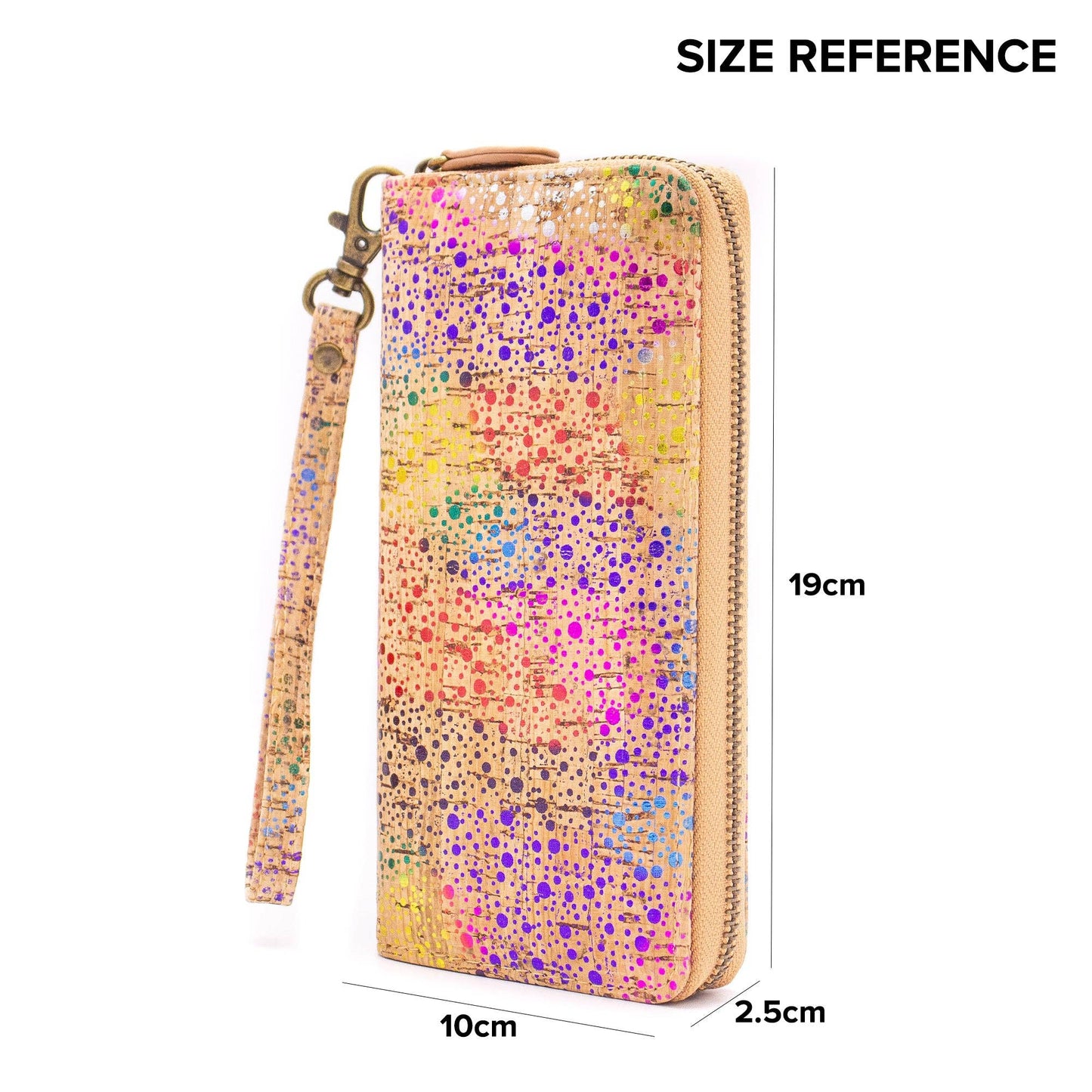 All cork Glitz Polka Vegan Zipper Wallet BAG-2060