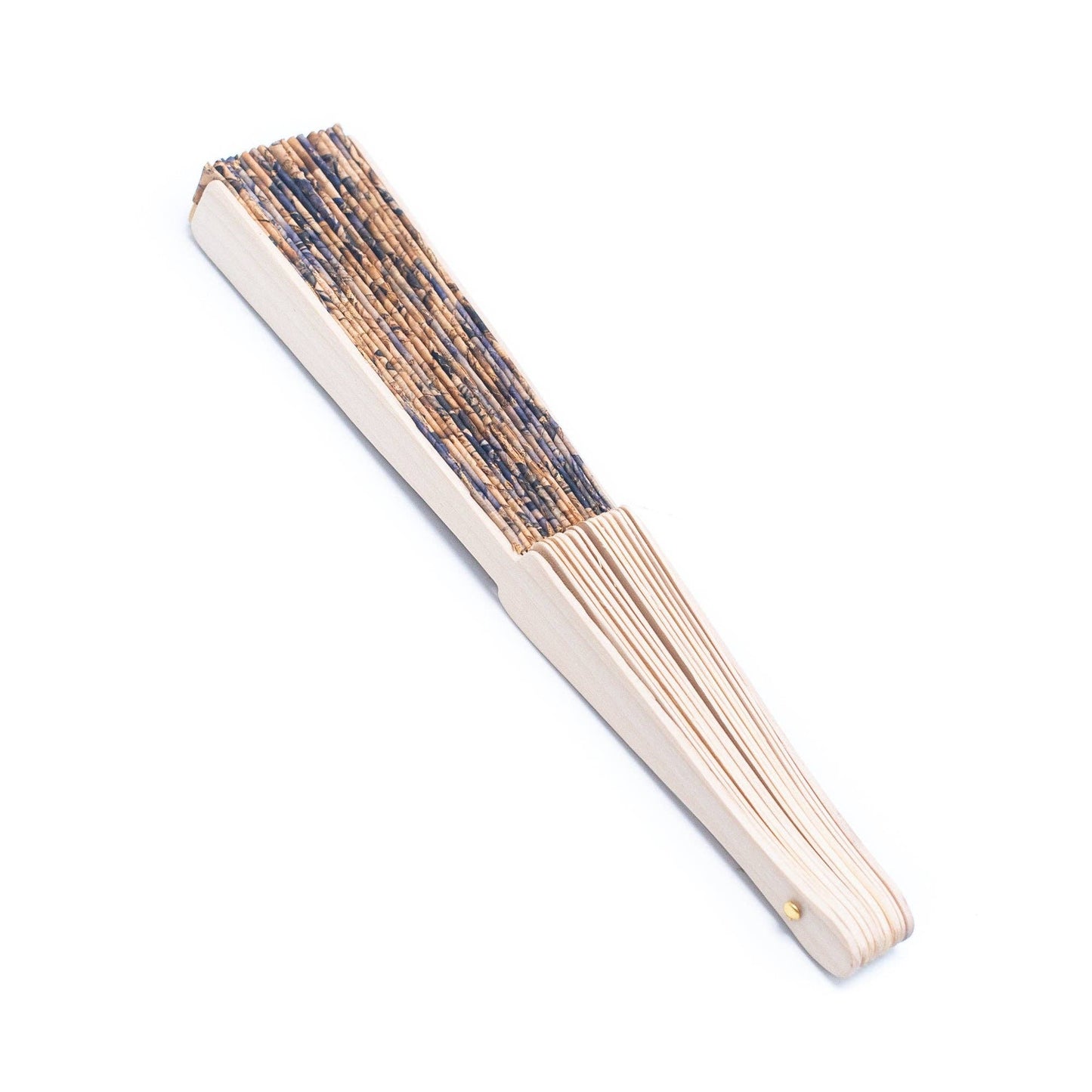 Cork Antique Wooden Folding Hand Fan with Box L-863