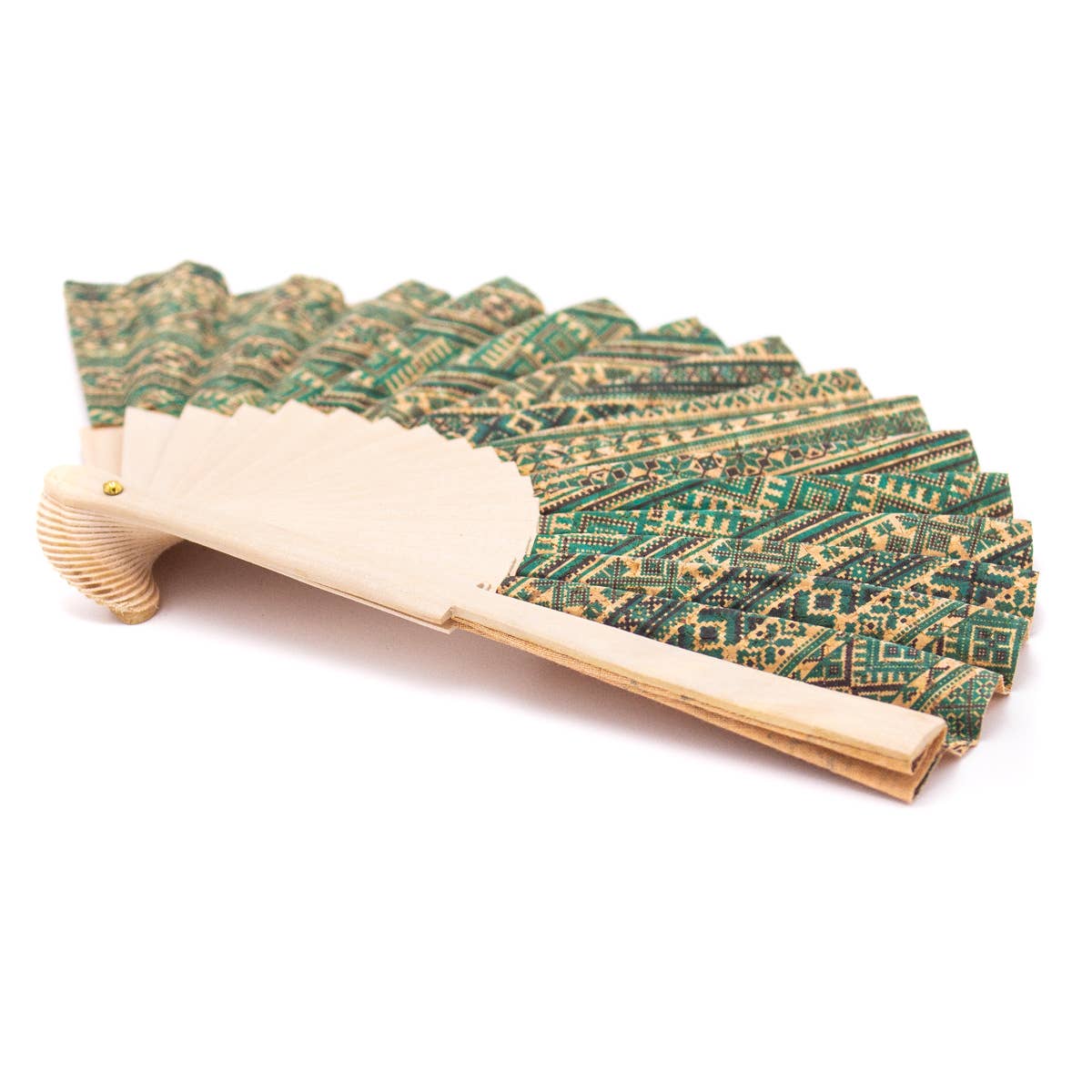 Cork Antique Wooden Folding Hand Fan L-029