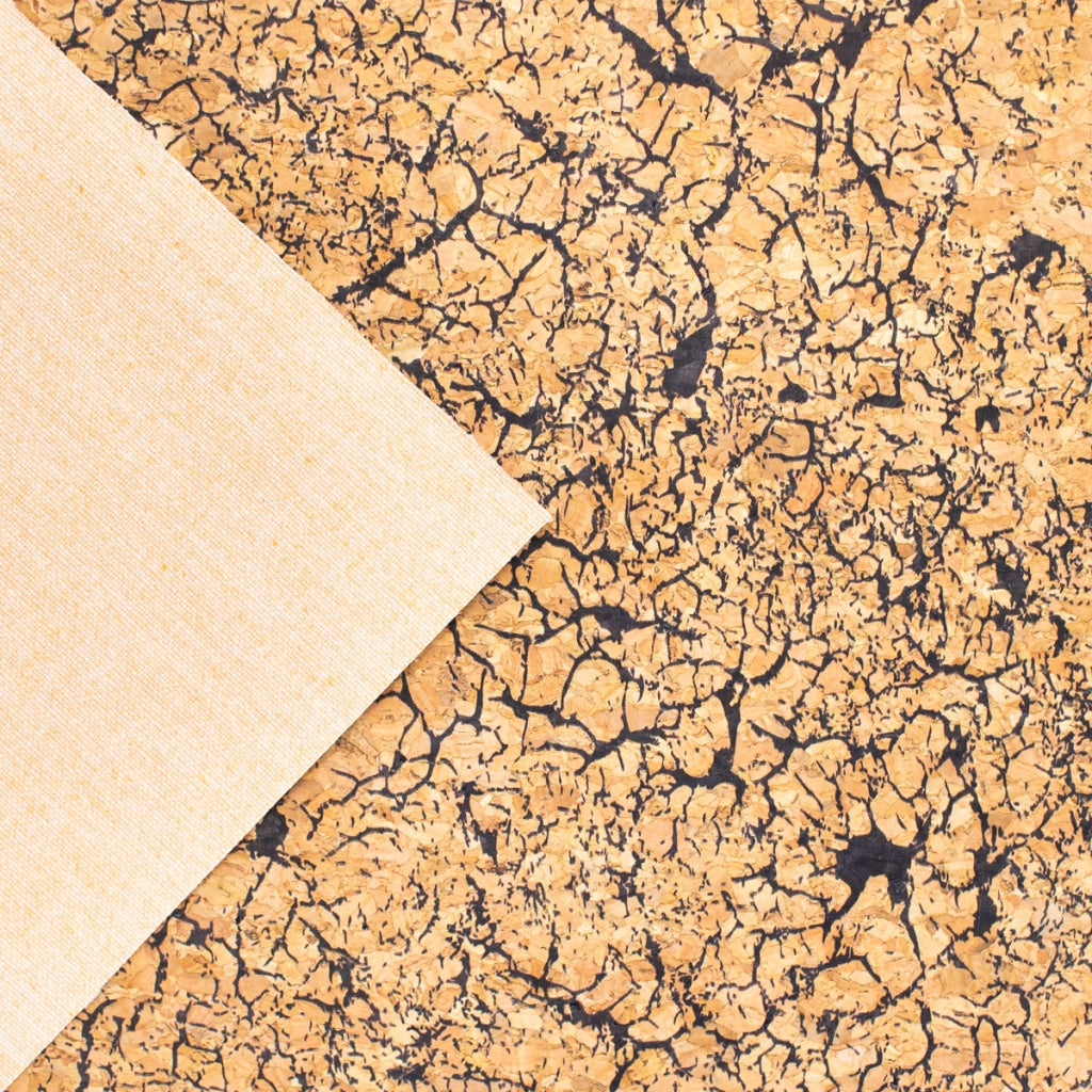 Black Crackle Effect Pattern Cork Fabric COF-360-A