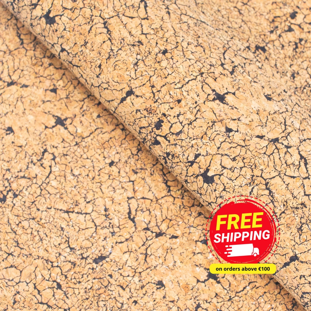 Black Crackle Effect Pattern Cork Fabric COF-360-A
