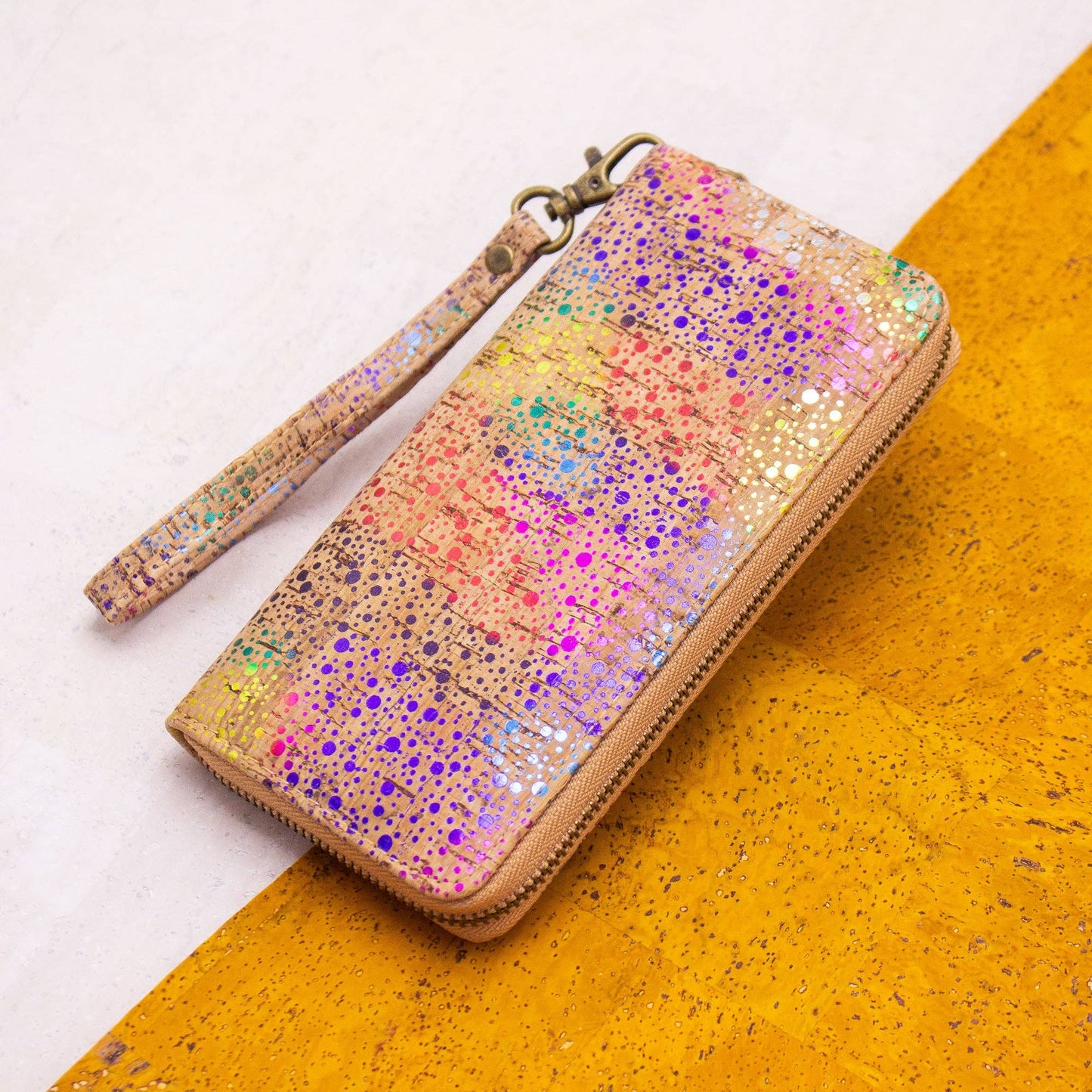 All cork Glitz Polka Vegan Zipper Wallet BAG-2060
