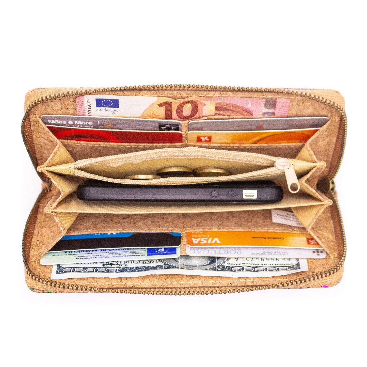 All cork Glitz Polka Vegan Zipper Wallet BAG-2060