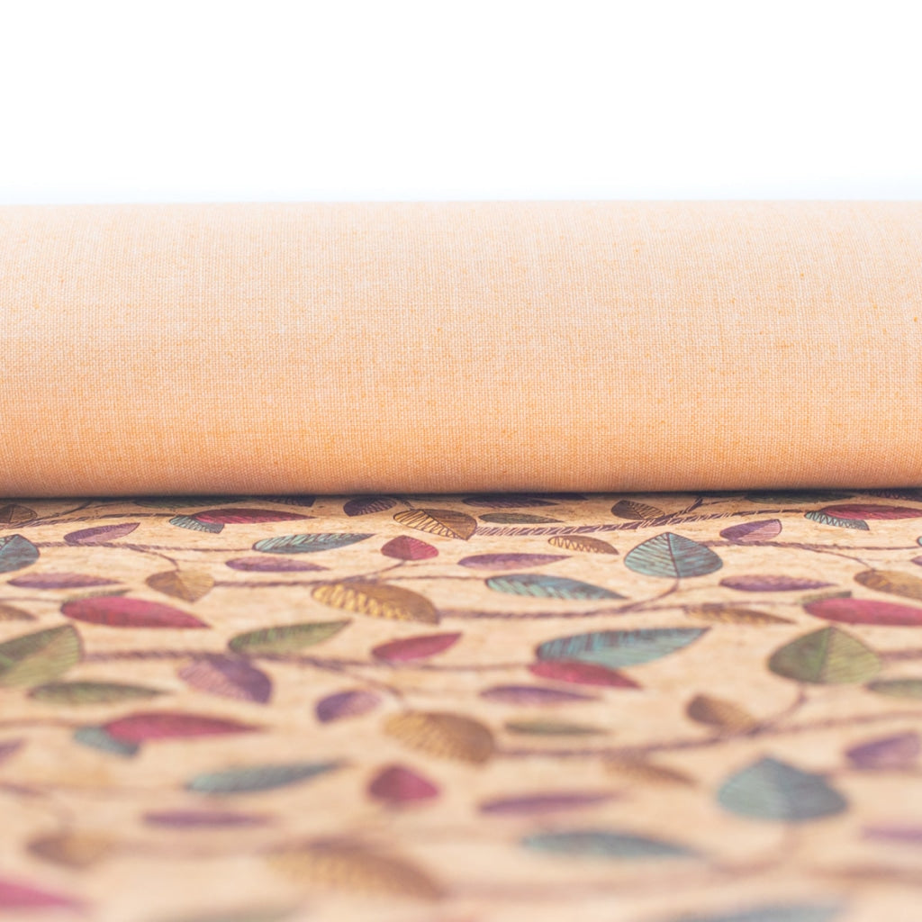 Colorful Leaves Natural Cork Fabric COF-204-A