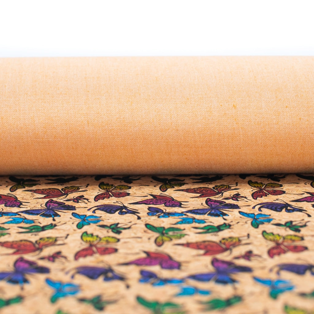 Colorful Sparkling Butterfly Pattern Cork Fabric COF-287-A