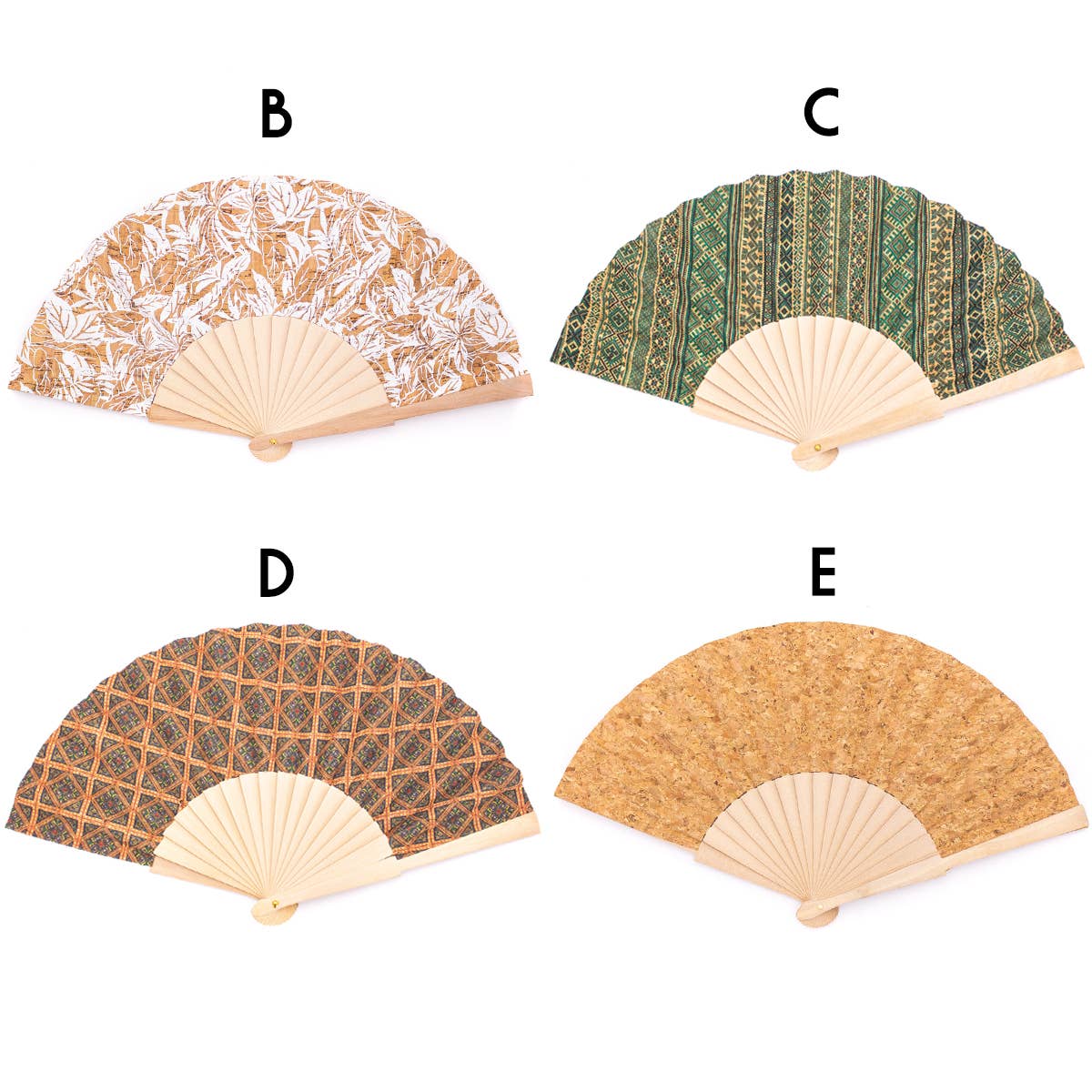 Cork Antique Wooden Folding Hand Fan L-029