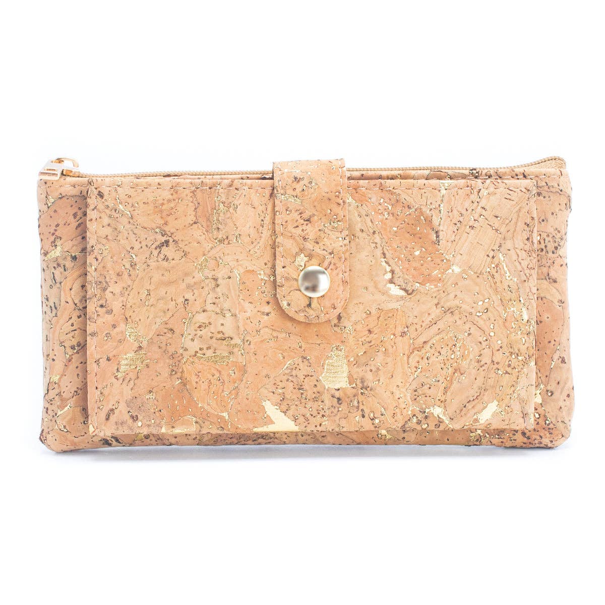 Gold and silver cork Slim card snap long wallet BAG-2234