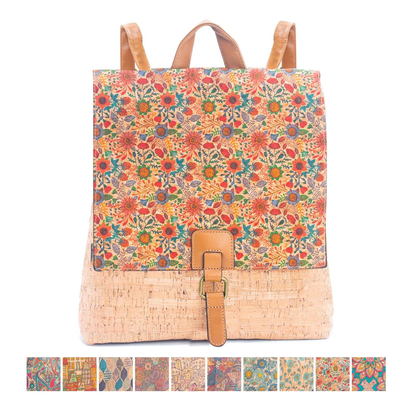 Natural Cork printed pattern women's backpack BAGD-367