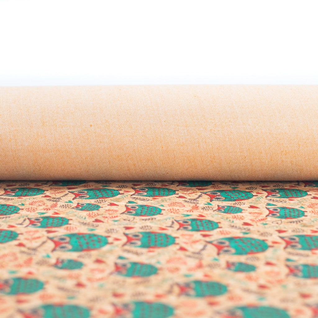 Owl pattern Cork Fabric COF-258-A
