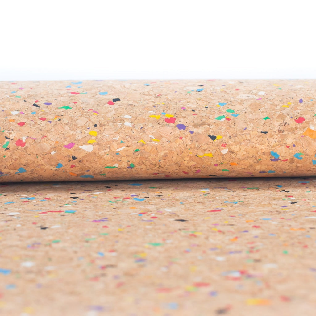 Rainbow Multi Color Natural Cork fabric COF-338-A