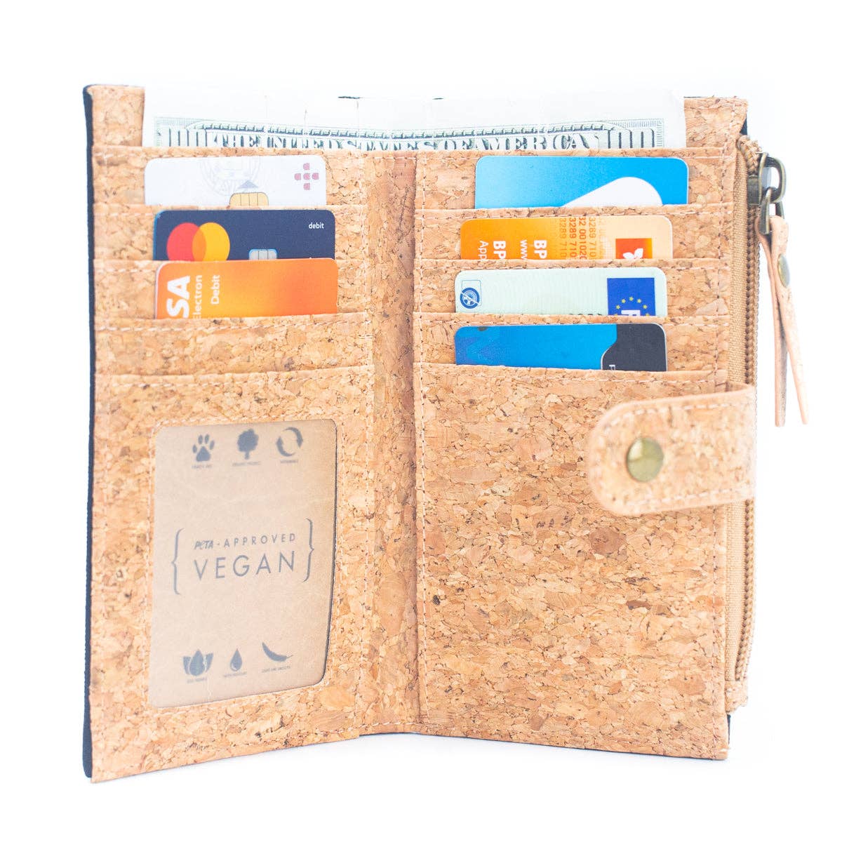 Geometric shape all cork material Ladies Buckle Card Holder Wallet Purse BAG-2244