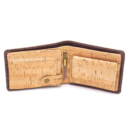 Men's multifunctional cork wallet in classic black and brown with convenient coin pocket (BAG-2006)