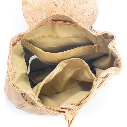 Golden Drawstring Closure Pocket Women's Backpack BAG-2258