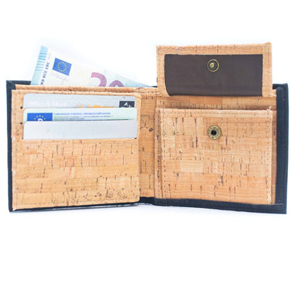 Black and Brown cork slim card men wallet BAG-351-BD