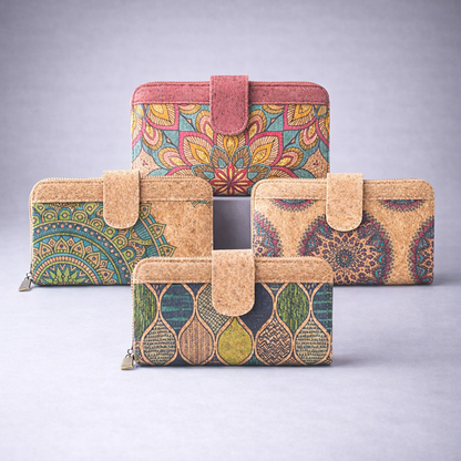 Natural Cork Mandala Pattern Women's Long Wallet/Cardholder BAG-2236