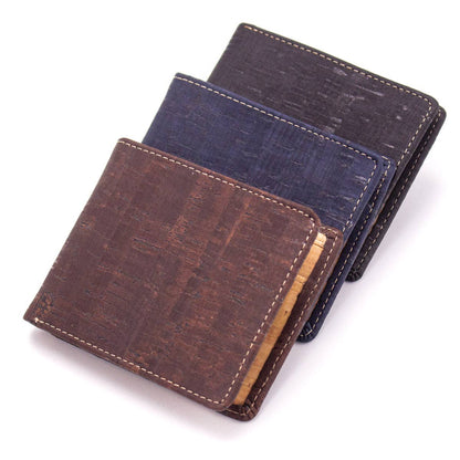 Men's multifunctional cork wallet in classic black and brown with convenient coin pocket (BAG-2006)
