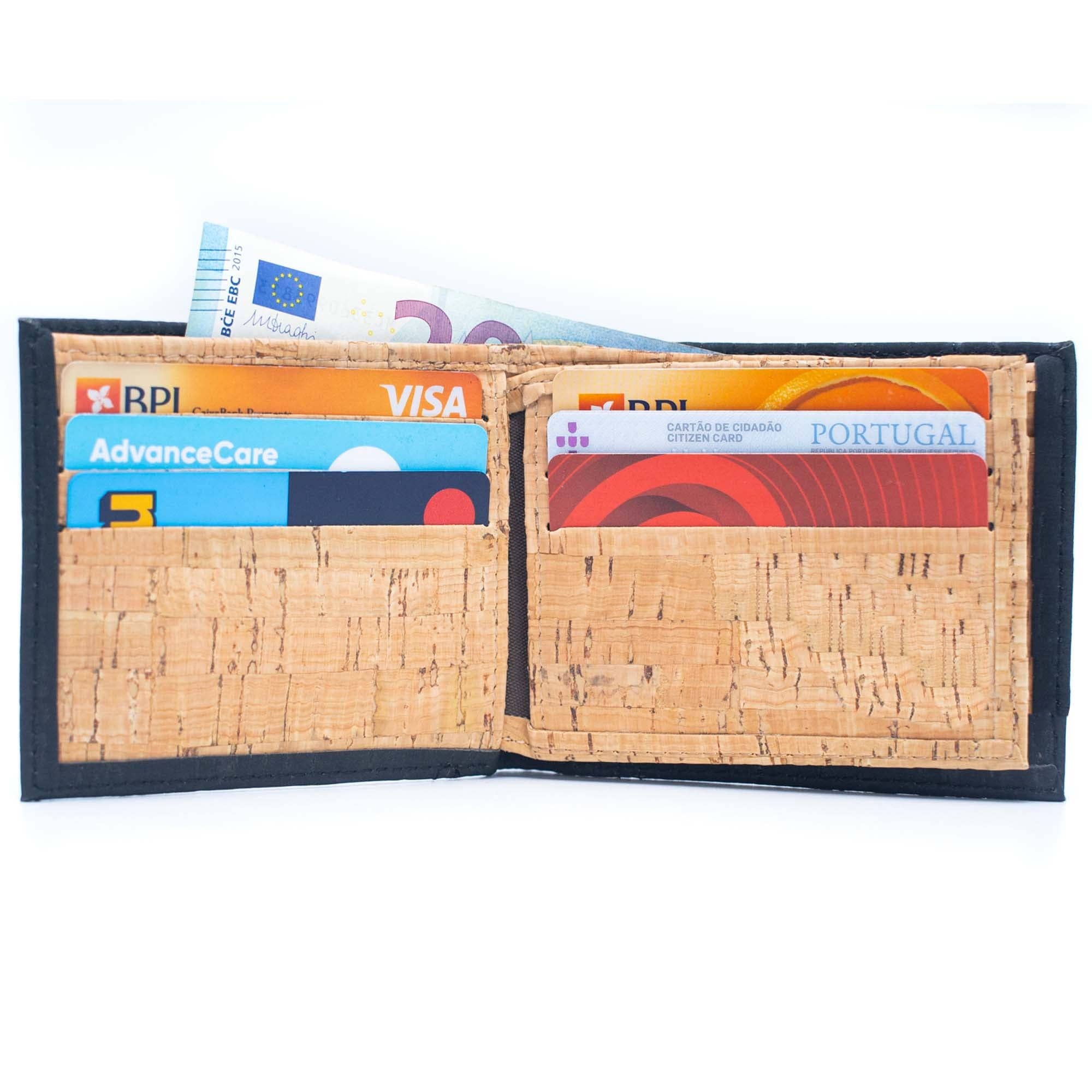 Black and Brown cork slim card men wallet BAG-351-BD