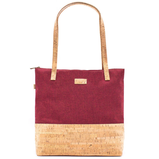 Cork with red fabric women's Tote bag BAG-2057-B