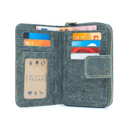 Turquoise Color Ladies Pattern Cork Wallet BAG-2088