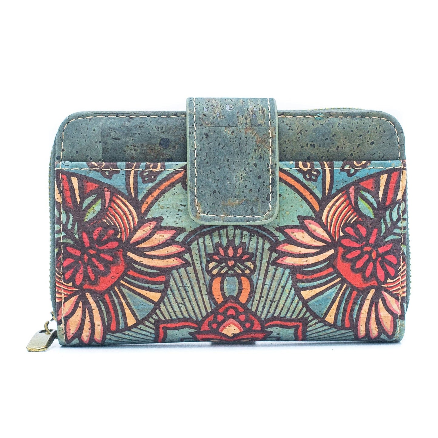 Turquoise Color Ladies Pattern Cork Wallet BAG-2088