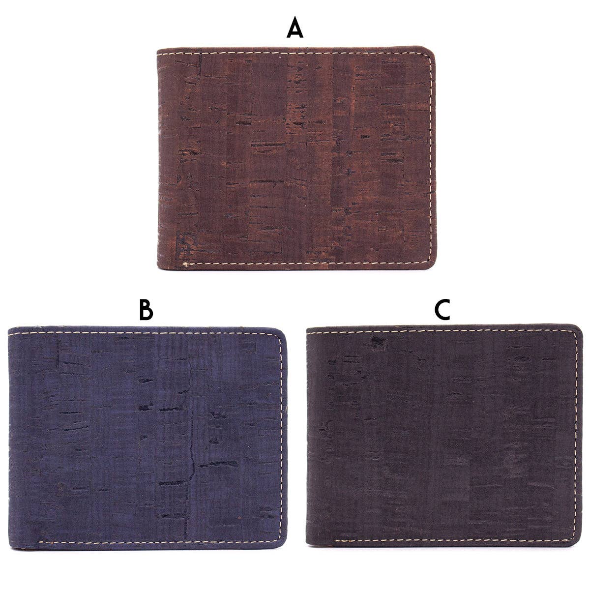 Men's multifunctional cork wallet in classic black and brown with convenient coin pocket (BAG-2006)