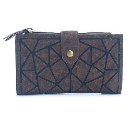 Geometric shape all cork material Ladies Buckle Card Holder Wallet Purse BAG-2244