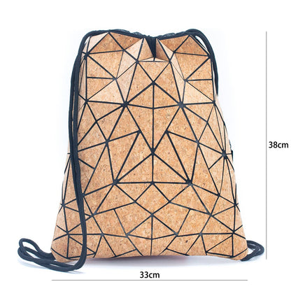 Geometric Drawstring  cork Backpack Sports BAG-2065
