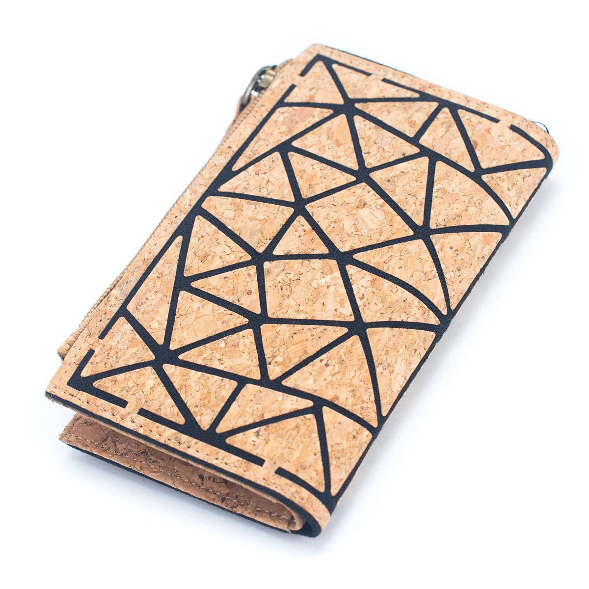 Geometric shape all cork material Ladies Buckle Card Holder Wallet Purse BAG-2244