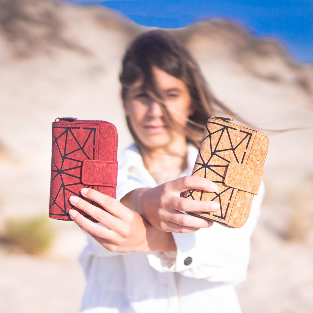 Cork Trifold Geometric Vegan women Wallet BAG-2243