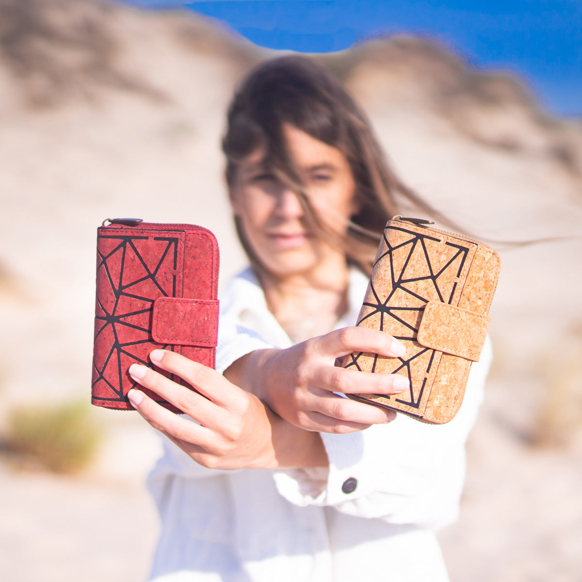 Cork Trifold Geometric Vegan women Wallet BAG-2243