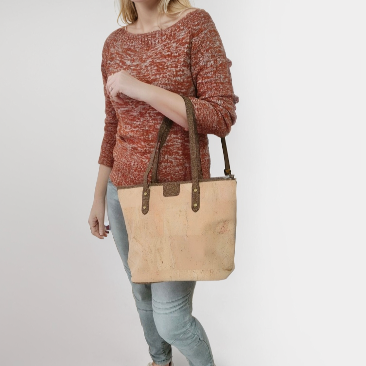 Natural Cork Women's Tote Bag - Spacious, Minimalist, and Sustainable BAG-2313