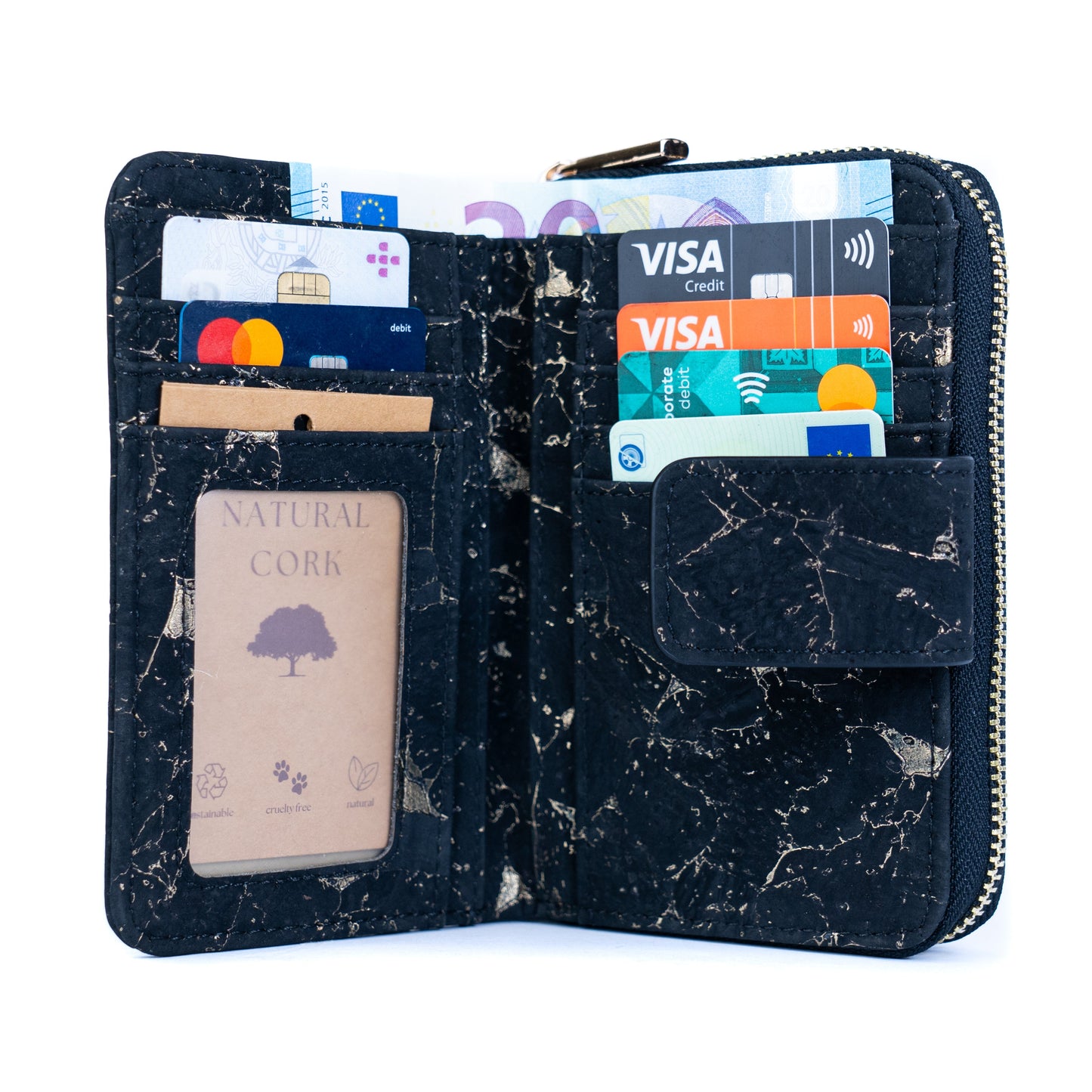Natural Cork Zip-Around Wallet for Women BAG-2202