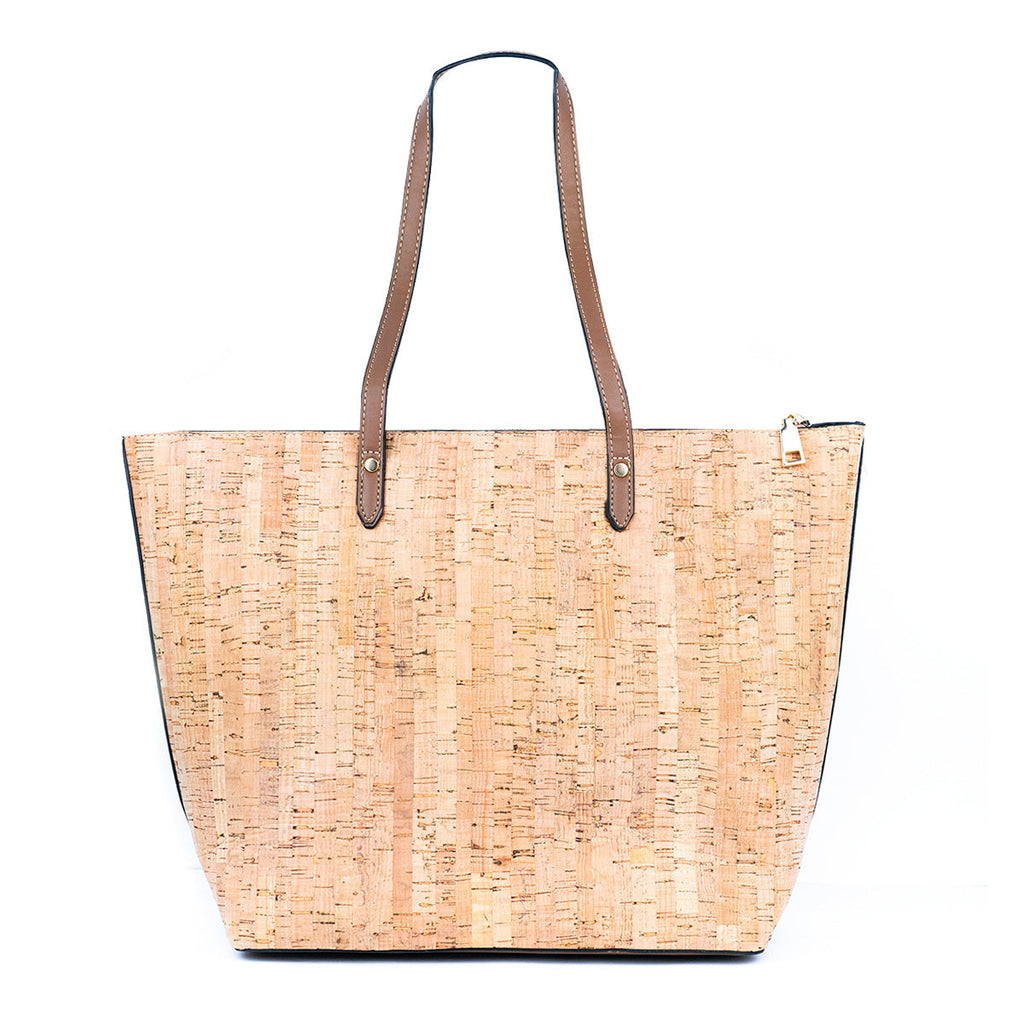 Natural Cork and Printed Cork Blend Ladies' Tote Bag with PU Handles BAG-2334