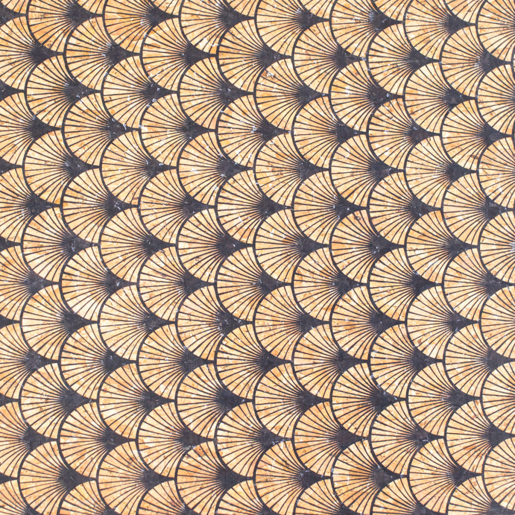 Black fan leaf patterned Cork Fabric COF-415-A