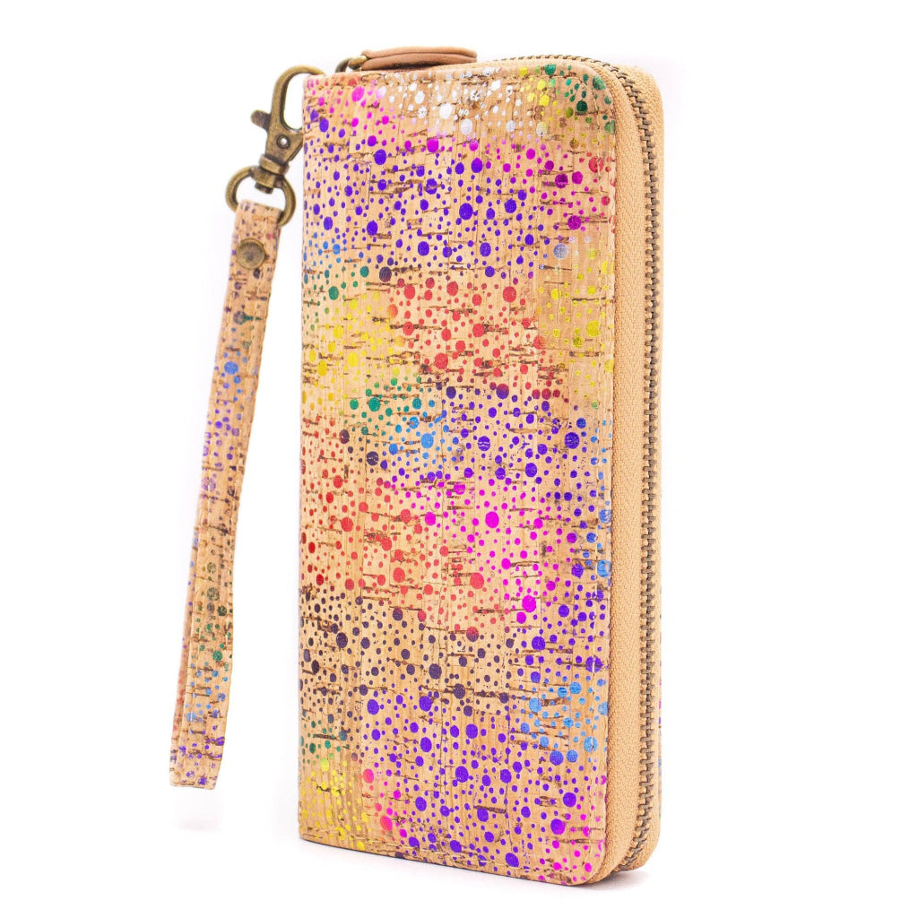 Colorful Printed Cork Women's Long Zipper Wristlet Wallet  BAG-2060