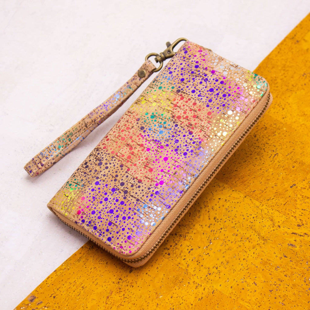 Colorful Printed Cork Women's Long Zipper Wristlet Wallet  BAG-2060