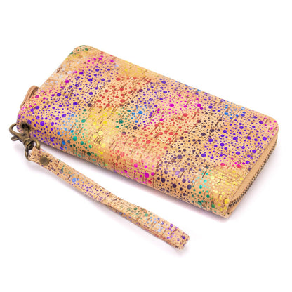 Colorful Printed Cork Women's Long Zipper Wristlet Wallet  BAG-2060